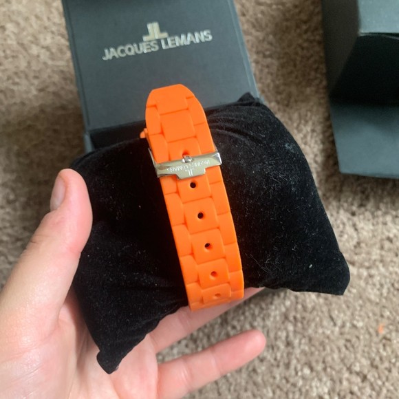 Orange Jacques Lemans Men's 1-1622N Rome Sports Watch Analog Silicone Strap - Picture 8 of 10